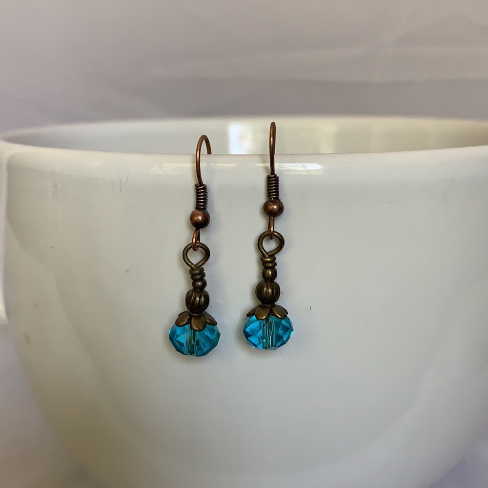 Turquoise Swarovski crystal dangle earrings